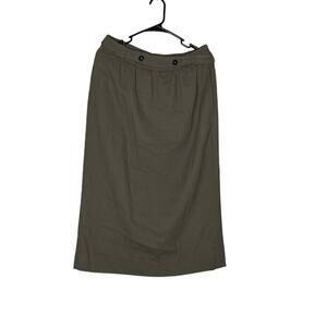 gloria sachs women casual modest midi skirt sz 12 brown belted on seam pockets